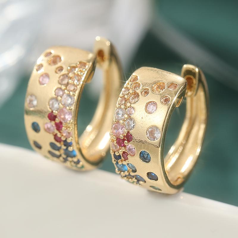 Gorgeous Synthetic Zircon Golden/silvery Plated Hoop Earrings Women's Charming Exquisite Party Daily Jewelry Accessories