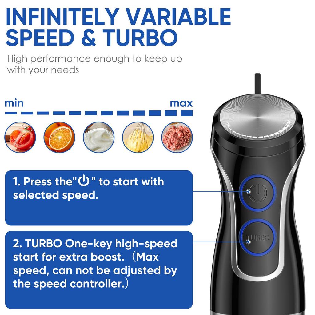 BioloMix HB‑3315 Frullatore a mano 5 in 1 Frullatore a immersione multifunzione