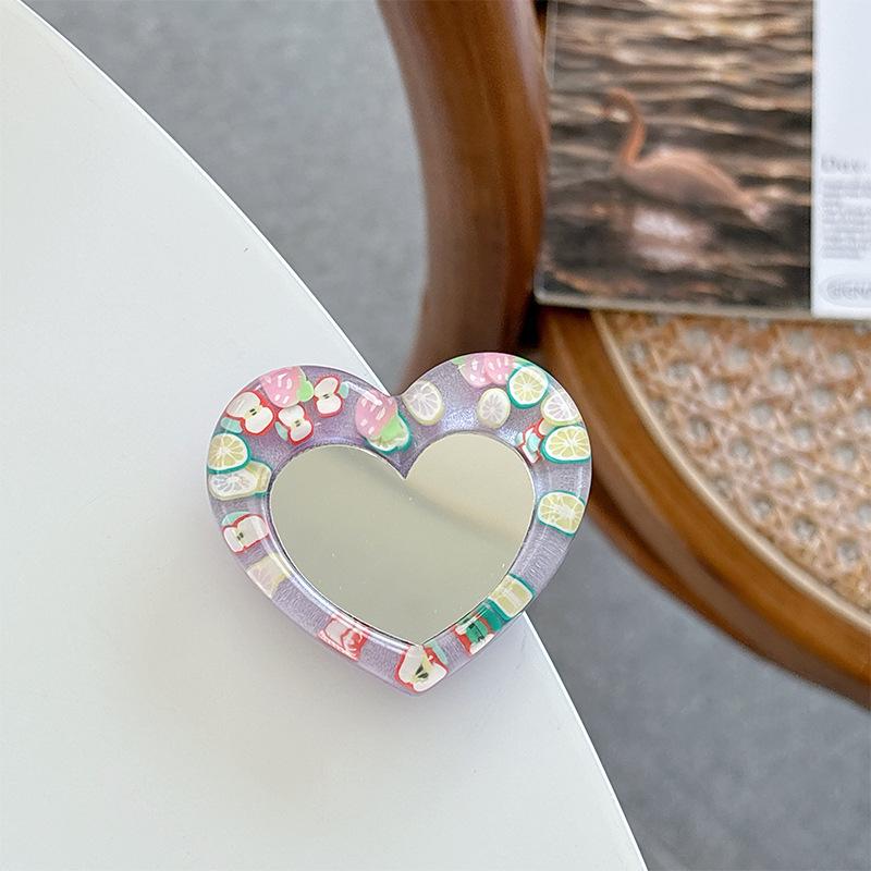 Heart Glitter Mirror Mobile Phone Airbag Bracket Wind Telescopic Paste Creative Ring Desktop Support Frame