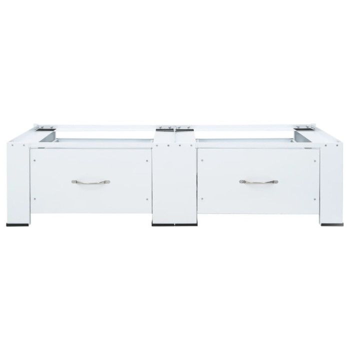 Double socle pour machine à laver - VIDAXL - Blanc - 127 cm - 200 kg - Avec tiroirs