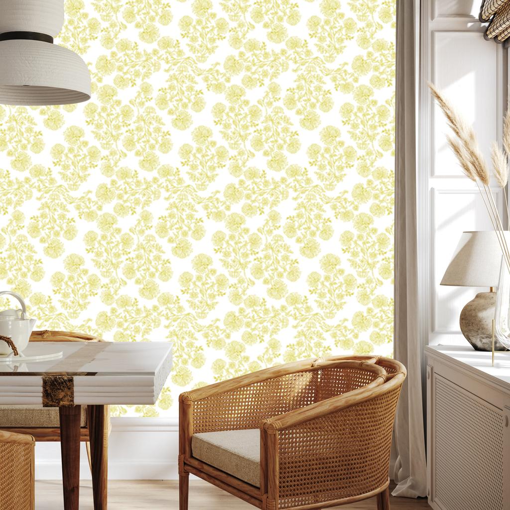 Wallpaper Flowers background cream, middle cream for Living Room and Bedroom 50x1000
