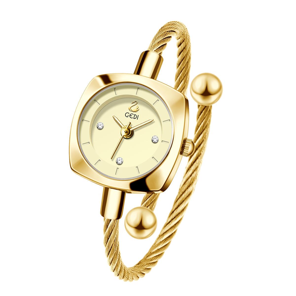 Niche Exquisite And Small Creative Metal Woven Rope Bracelet Watch Niche High-End Swan Quartz Watch