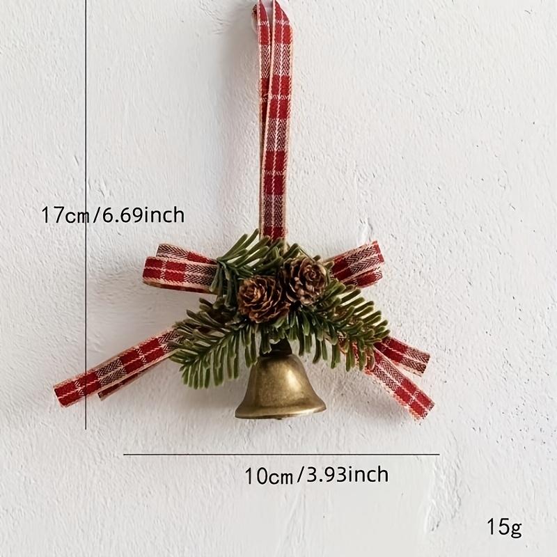1pc Classic Christmas Door Hanger, Bow and Bell Ornament, Stainless Steel Holiday Tree Decoration, No Feathers, Electricity-Free Festive Accessory