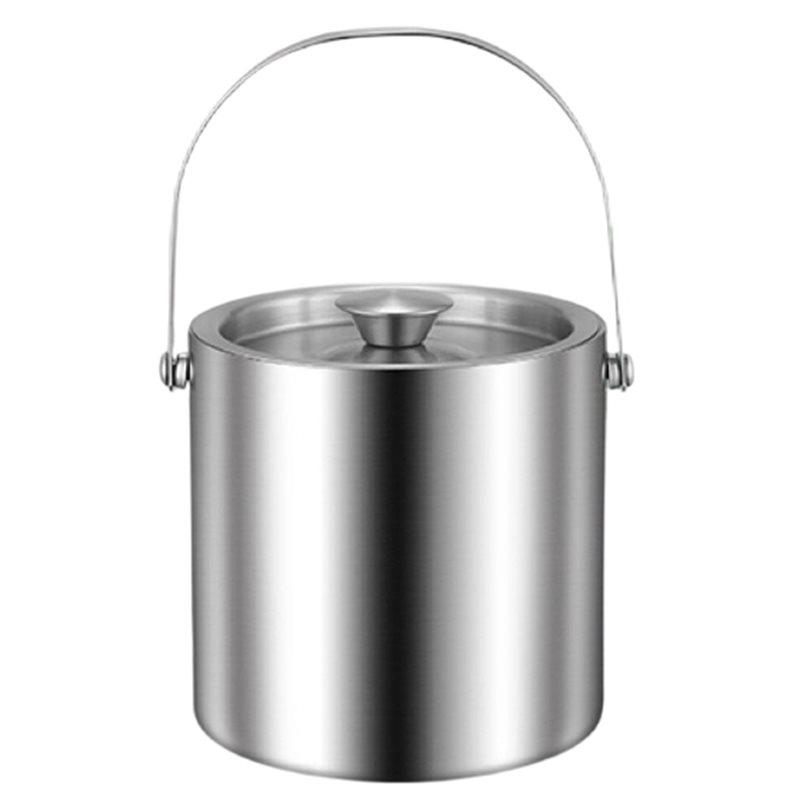 ABBP-Bartending Tool, 304 Stainless Steel Ice Bucket- Double-Walled, Thickened Insulation, Handle And Lid Included Container