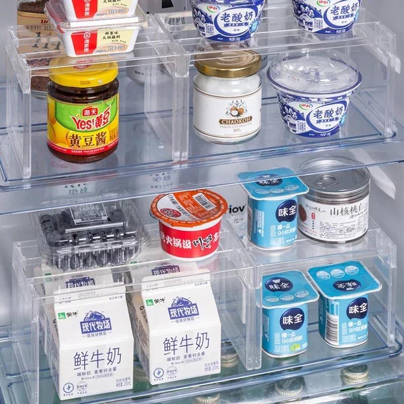 Refrigerator Organizers Storage Rack Fridge Layered Separator Shelves Transparent Desktop Stand Save Space Kitchen Accessories