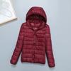 Light down jacket women's short stand-up collar hooded fashion autumn and winter thin large size women's clothing slim-fitting portable jacket