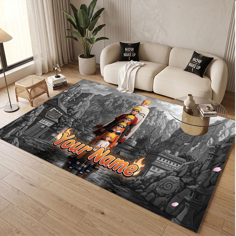 Custom Name Crystal Velvet Rug,Naruto Comfortable Anti Slip Floor Mat For Room Decoration