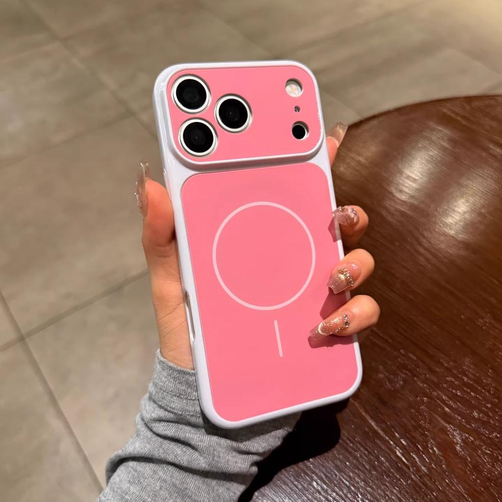 Oryginalny Kolor Kontrastowy Do Etui Magsafe Dla iPhone 17 16 15 14 13 12 Pro Max 17ProMax 11 Ładowanie Magnetyczne Pełne Pokrycie Tylne