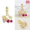 Gold Series Original Copper Sleeping Cat Cute Moon Grape Cherry Star Moon Pendant Beads Fit Bracelet Women Jewelry Gift Diy