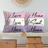 Home Decor Lavender Flowers & Home Sweet Phrases Cushion Covers Pattern Cushion Cover Suitable for Sofa Bedroom Car Pillow Cover