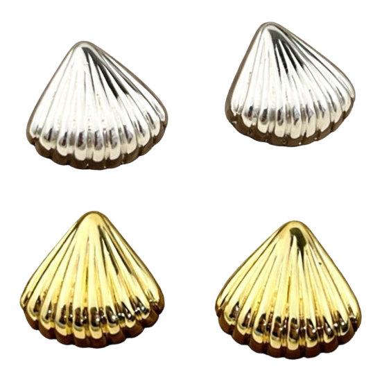 1 Pair Shell Earrings for Women, Chunky Vintage Ribbed Shell Shaped Earrings, Summer Beach Jewelry Gifts