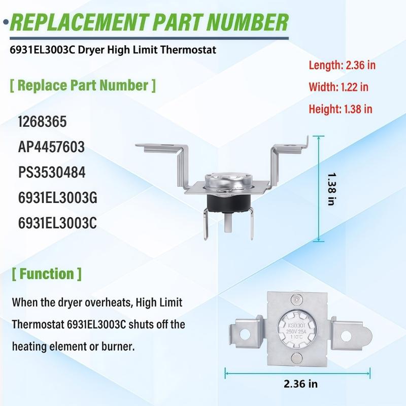 AGM30045804 Dryer Thermistor and Thermostat Kit High Limit Thermostat Clothes Dryer Parts for Enhanced Durability