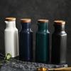 Japanese Ceramic Salt Jar with Bamboo Lid Soy Simple Sauce Bottle Creative Leak-Proof Oil Vinegar Bottle Kitchen Tableware