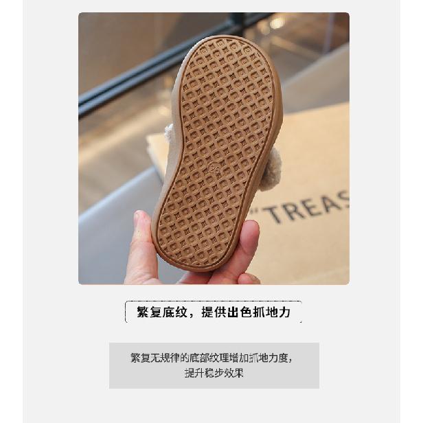 Mokassins mit dicker Sohle im amerikanischen Stil für Kinder, Winter-Fleece-gefütterte neue warme Pelzschuhe für Mädchen für draußen, Schnee-Baumwollschuhe