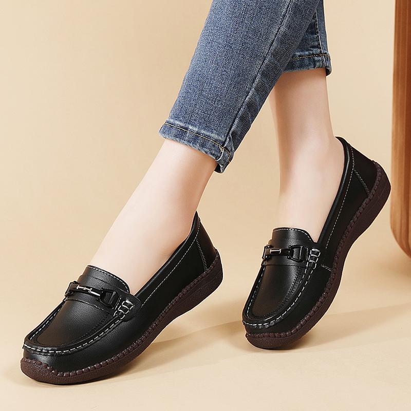 

Женские простые белые лоферы кожаные мокасины для вождения комфортные балетки повседневные слипоны большого размера черная обувь 36