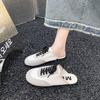 Soft bottom super fire color matching bag head half slippers women's summer wear 2025 spring new flat bottom lazy one pedal sandals