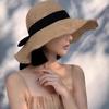 Bow Straw Hat Women's Summer Vacation Beach Sunscreen Hat Foldable Big Brim Sunshade Seaside Photo Sun Hat