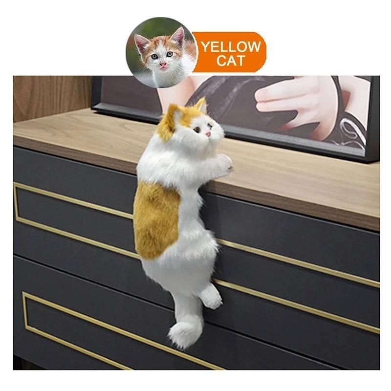 Cute Plush Simulation Cat Ornaments Figurine Home Desk Tv Hanging Toy Decor Car Decoration Stuffed Animals Sculptures