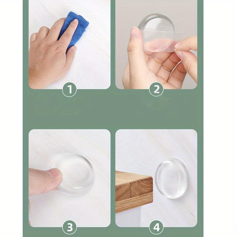 Silicone Door Stopper Pads - Transparent Wall Protector Bumper for Door Handle, Refrigerator & Furniture - Self-Adhesive Rubber Cushion