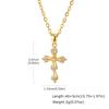 Elegant French Vintage Cross Necklace with Zircon for Women, Gold Plated Baroque Crucifix Thin Link Chain Religious Gift