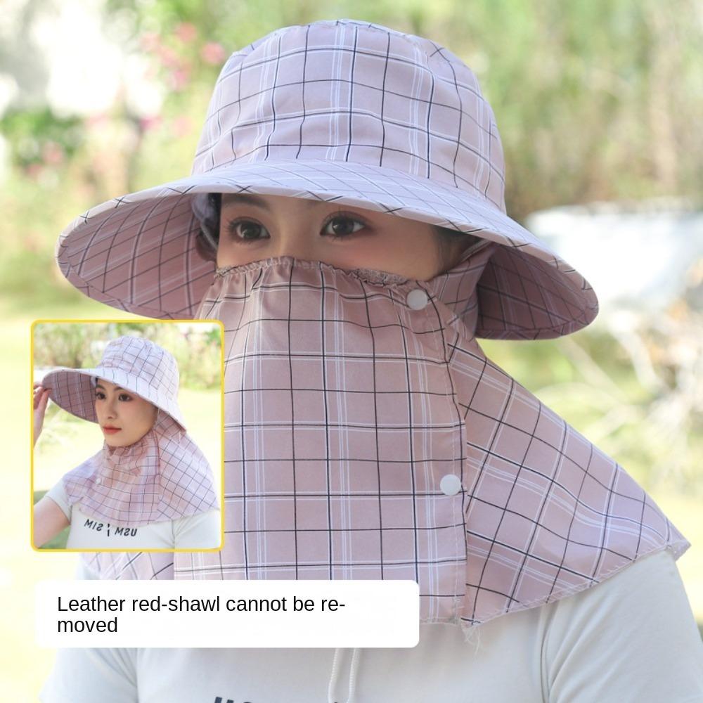 Wide Brim Agricultural Work Hat UV Protection Shawl Mask Women's Ponytail Hat  Outdoor Sports