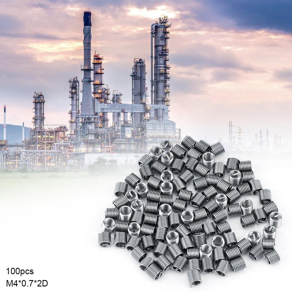 100pcs M4 Stainless Steel SS304 Coiled Wire Helical Screw Thread Inserts (M4*0.7*2 D)