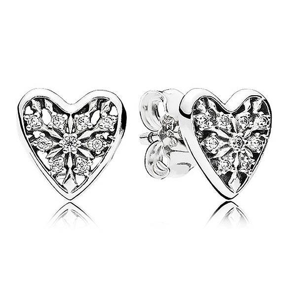 925 Sterling Silver Earring Golden Shine Clear Sparkling Crown Pave Heart Winter Frost Hoop Earring For Women Fashion Jewelry