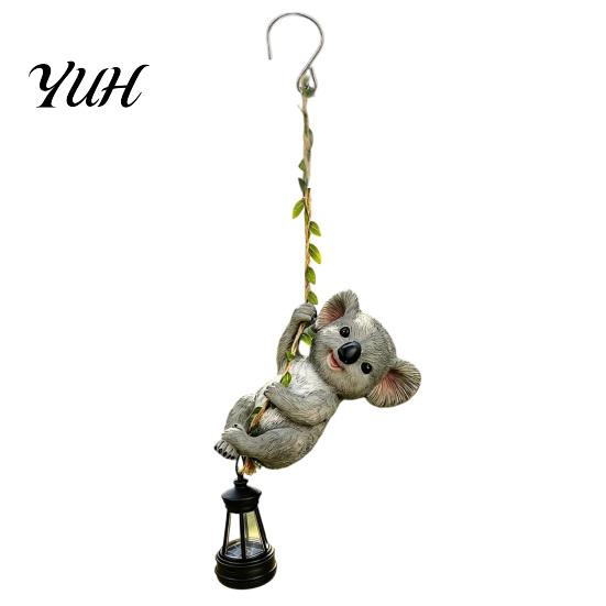 Decorative Porch Lighting Climbing Animal Solar Light, Resin Statue with Lantern, Novelty Yard Art for Trees Hanging Garden Light Outdoor Tree