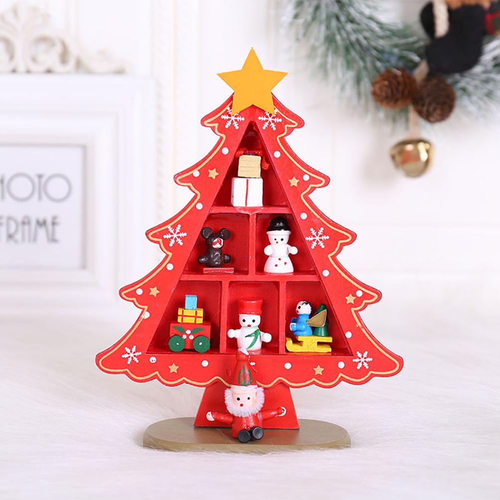 Christmas Tree Ornaments Miniature Wooden Ornaments Christmas Tree Shape Desktop Christmas Decor