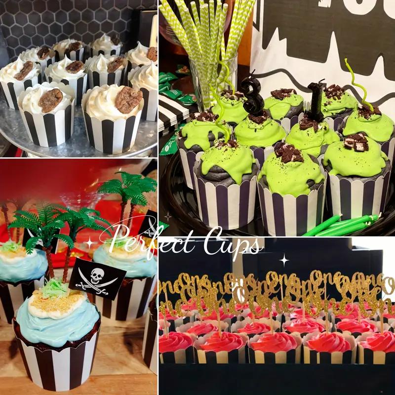 50pcs Muffin Liners Baking Paper Cups Black White Stripes Cupcake Liners Elegant Muffins Baking Cups Cupcake Wrappers