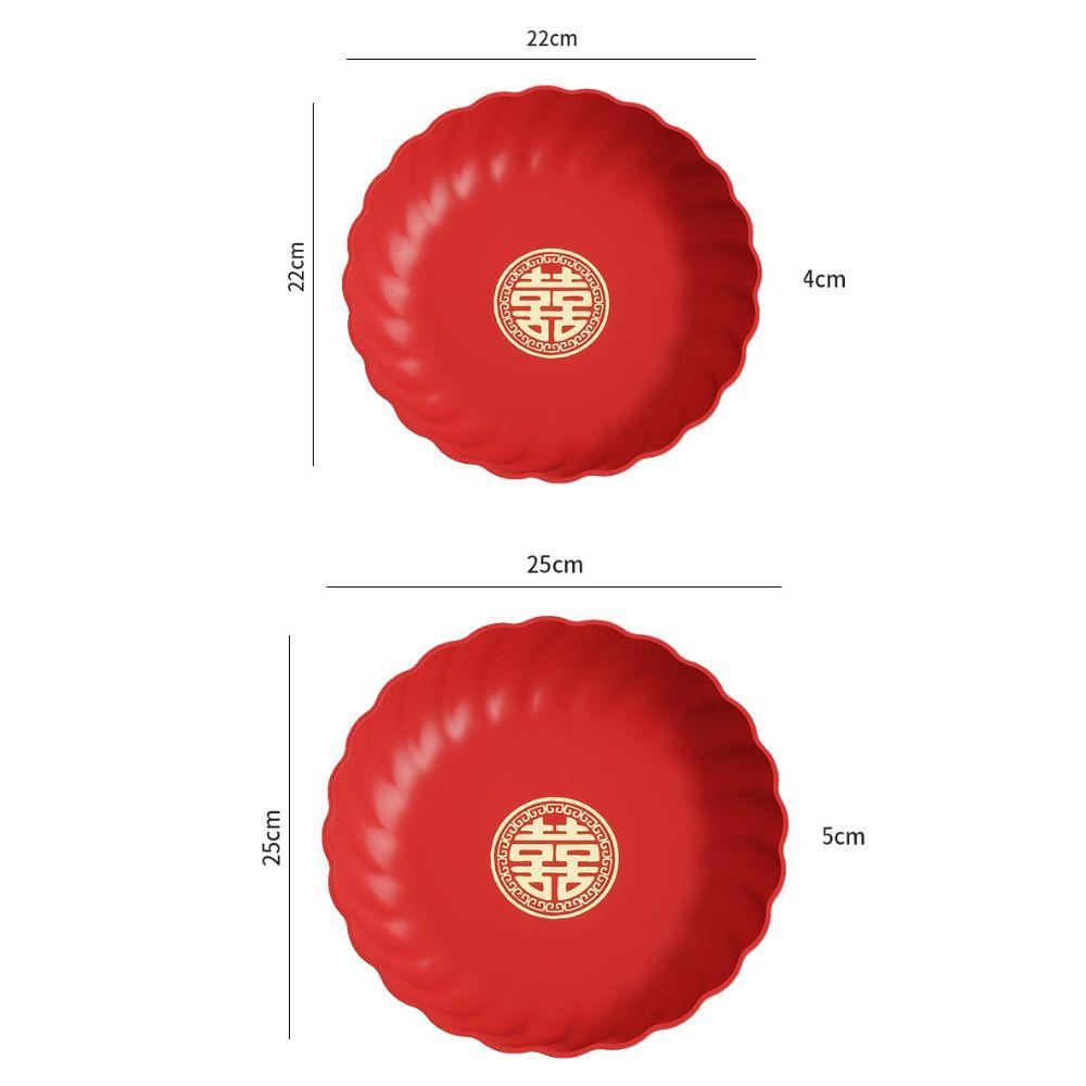 Red Wedding Snack Tray Round Serving Tray Multifunctional Chinese New Year Nut Plate Entertainment