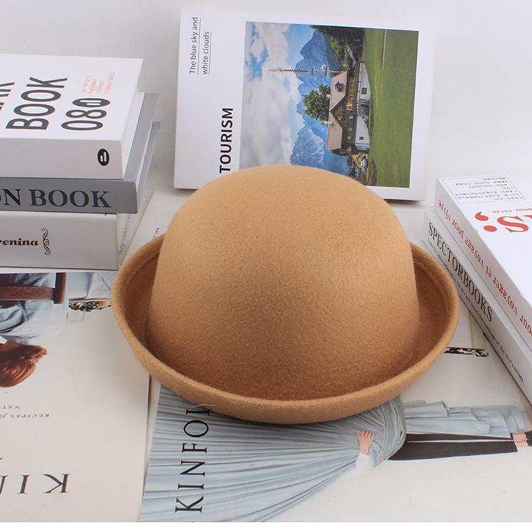 Meier Autumn and winter Korean version trend imitation wool styling small round hat, British retro top hat, round hat for men and women