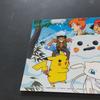 Snowman Postcard Banpresto Character Mail Collection Satoshi Kasumi Pikachu Mewtgepi Pokémon