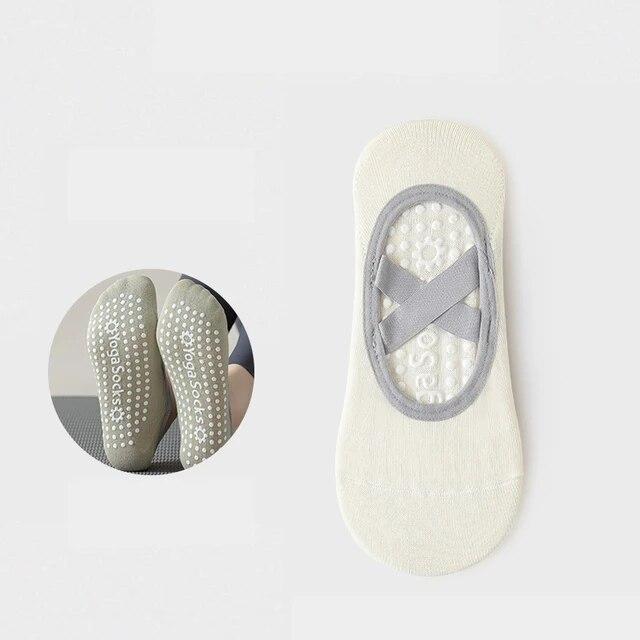 1Pair Yoga Socks Women's Non-slip Short Tube Sports Crew Sock Men Thin Sweat-absorbing Cross Straps Trampoline Pilates Dance Sox