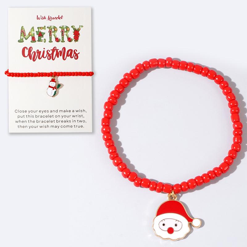Christmas Colorful Beads Multi Element Pendant Bracelets For Women Santa Claus Tree Elk Bracelet Party Jewelry