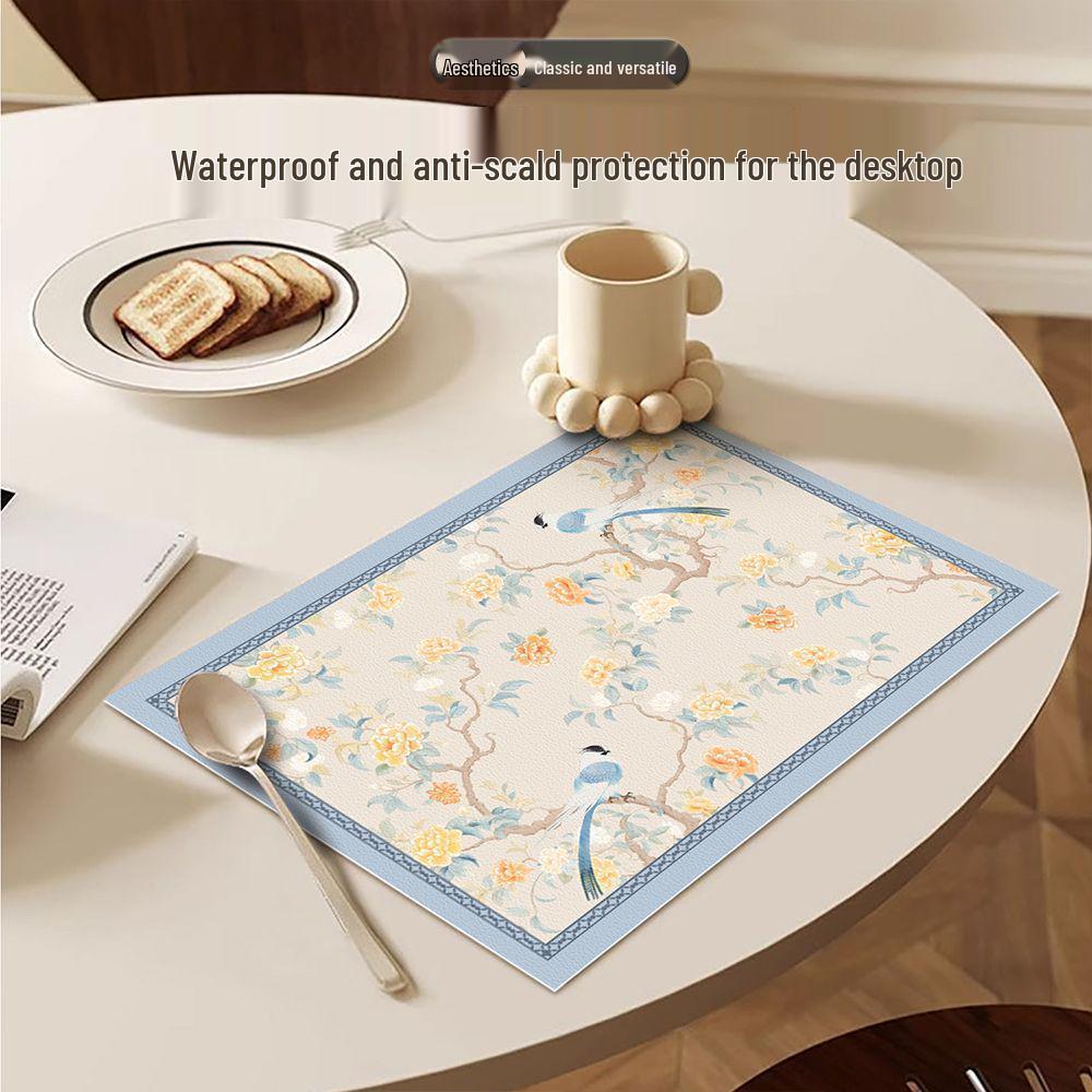 High-End Waterproof PVC Table Mat: Chinese Style, Oil-Proof, Heat-Resistant, No-Wash, Ins Style Tableware