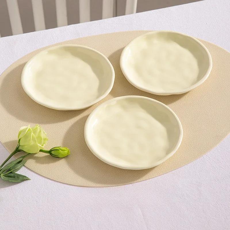 Cream Luxury Plate Bone Dish Household Food Grade Ceramic Snack Cake Dining Table Storage Decoration Ins