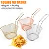 Mini Square Fry Basket Metal French Fries Chips Holder with Handle Desk Food Presentation Mesh Basket Kitchen Accessories Tools