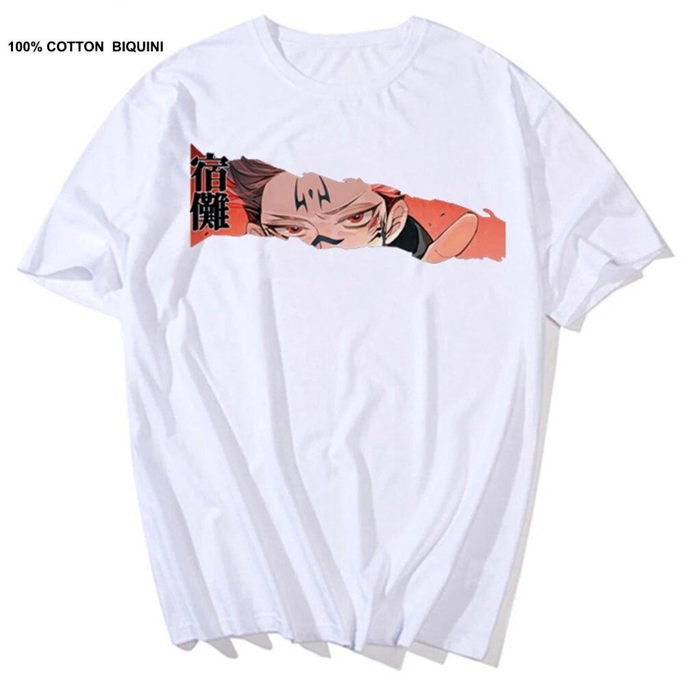 Japońskie anime Jujutsu Kaisen t-shirty unisex Itadori Yuji drukuj koszulki w stylu Harajuku Sukuna fajne unisex 100% bawełniana koszulka z krótkim rękawem