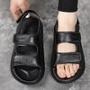 Fashion Solid Color Leather Sandals for Men 2025 Summer New Designer Platform Sandals Male Fashion Casual Outwear Beach Shoes Man