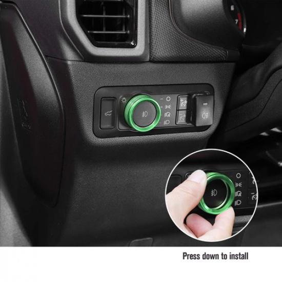 7x Green AC Radio 4WD Switch Ring Covers For Ford Bronco Sport + Accessories