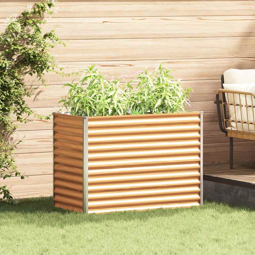 Raised Bed Light Brown 98 X 50 X 68 Cm Galvanized Steel