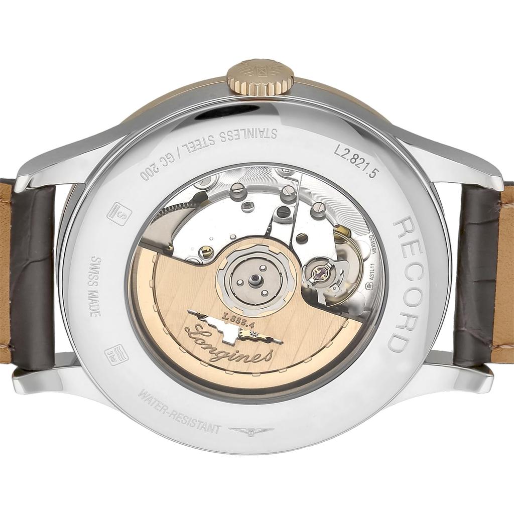 Watch RECORD Automatic Winding 3 ATM Water Resistant Sapphire Glass Silver Dial Stainless Pink Gold Brown [Longines] Men's Steel/K18 L2.821.5.76.2