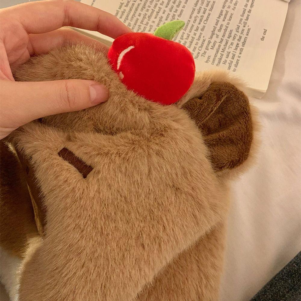 Warm Animals Ears Beanie Hats Cartoon Plush Cap Soft Cute Capybara Hat  Outdoor