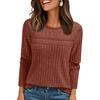 Women Autumn Lace Cutout Long Sleeve Top Pit Strip Casual Pullover Shirt
