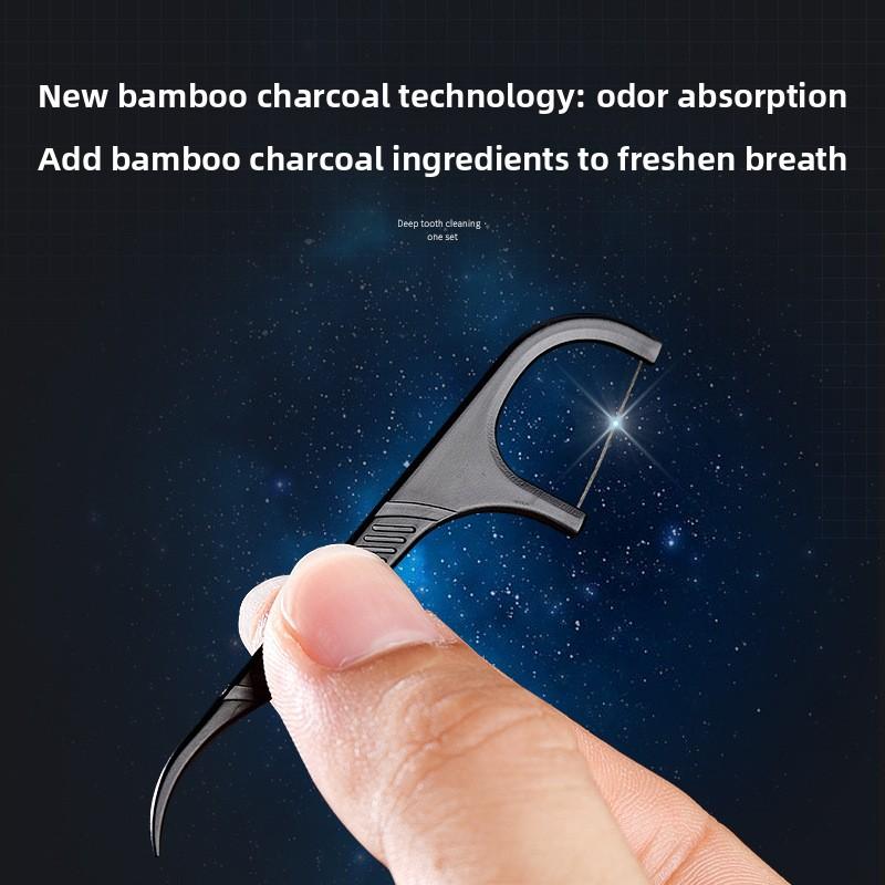 Bamboo Charcoal Dental Floss Box, Automatic Dental Floss Cleaning and Picking, Portable and Easy To Carry