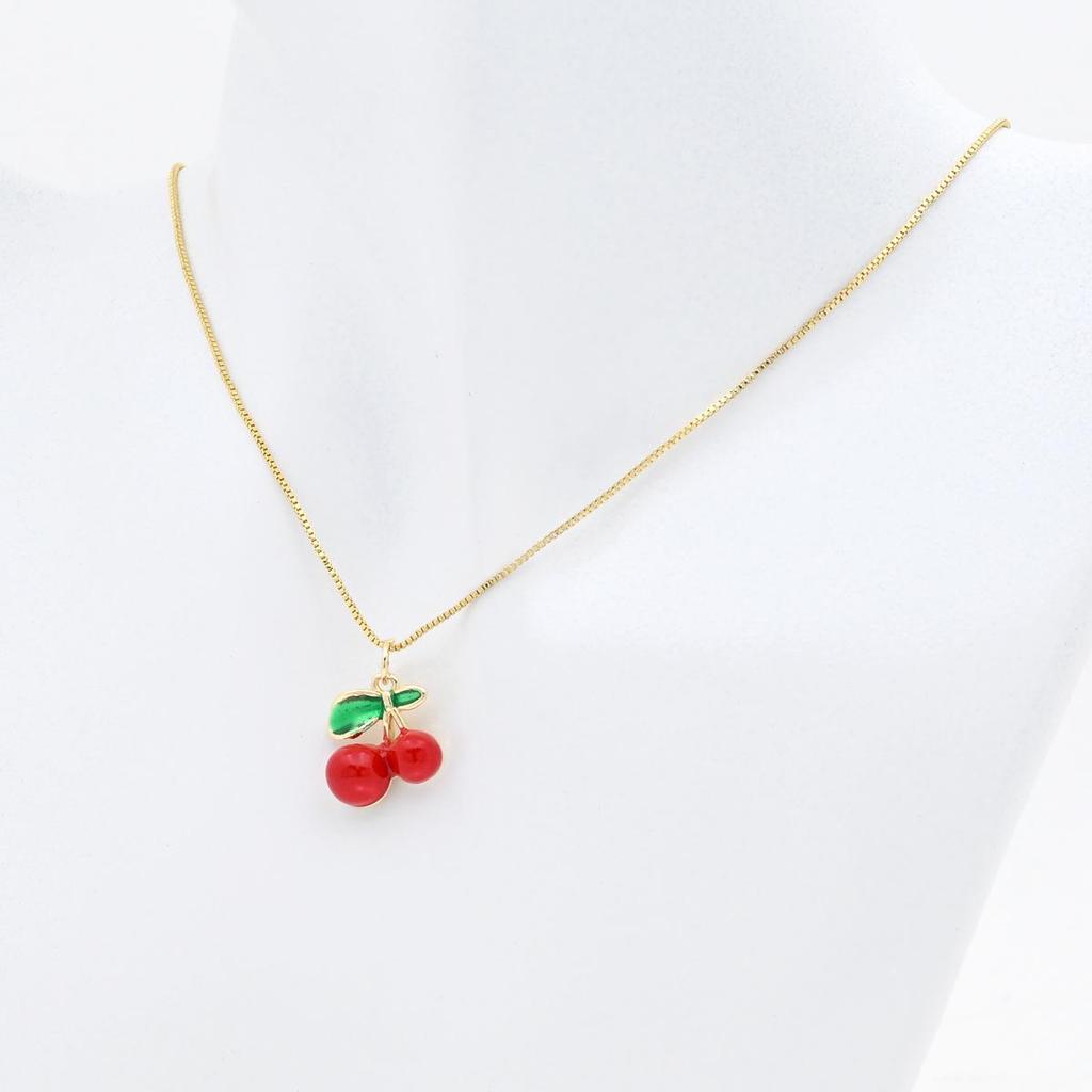 Red Cherry Pendant Fruit Necklace - Light Luxury Clavicle Chain for Women, DIY Jewelry