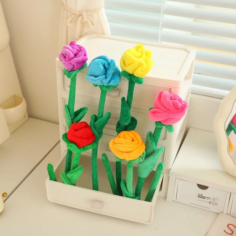 Curtain Accessories Home Decoration Cute Smile Cartoon Sunflower Rose Plush Toys Christmas Valentine's Day Gift