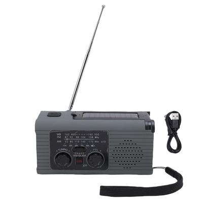 Solar Crank Radio Emergency LED Flashlight Cell Phone Charger 2000mAh Portable Rechargeable AM FM