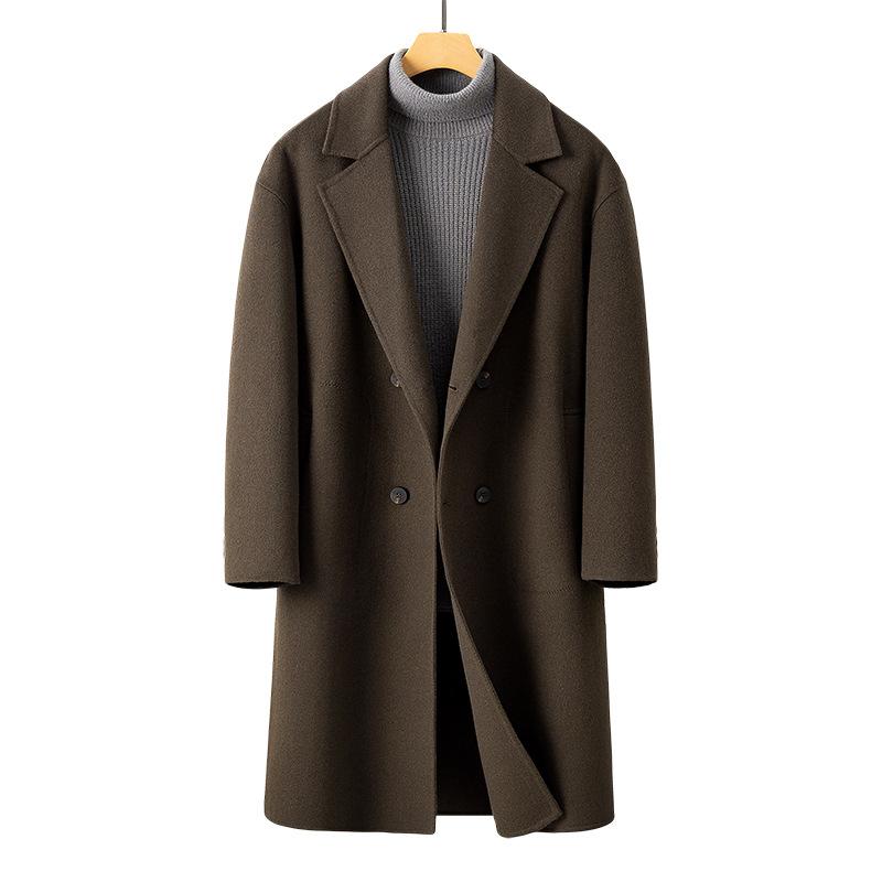 Autumn and Winter Woolen Coat Men's Medium and Long Over-knee Woolen Trench Coat Korean Version